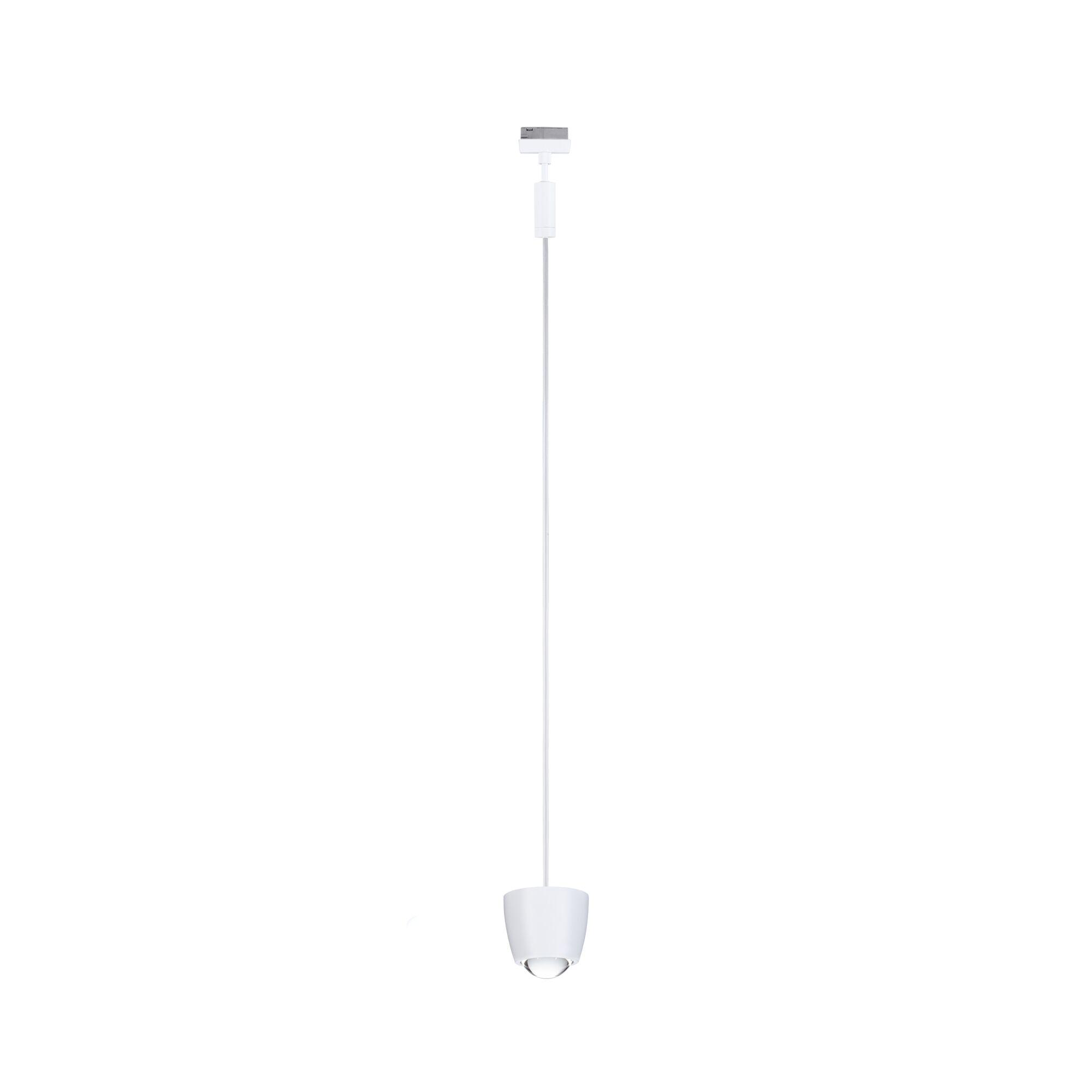 Modern white metal LED pendant light with clear glass for stylish room illumination