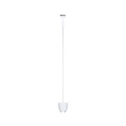Modern white metal LED pendant light with clear glass for stylish room illumination