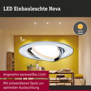 LED Einbauleuchte Nova in Weiß mit warmweißem Licht und schwenkbaren Spots für optimale Beleuchtung