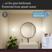 Modern bathroom mirror with black frame and IP44 splash water protection for wet rooms