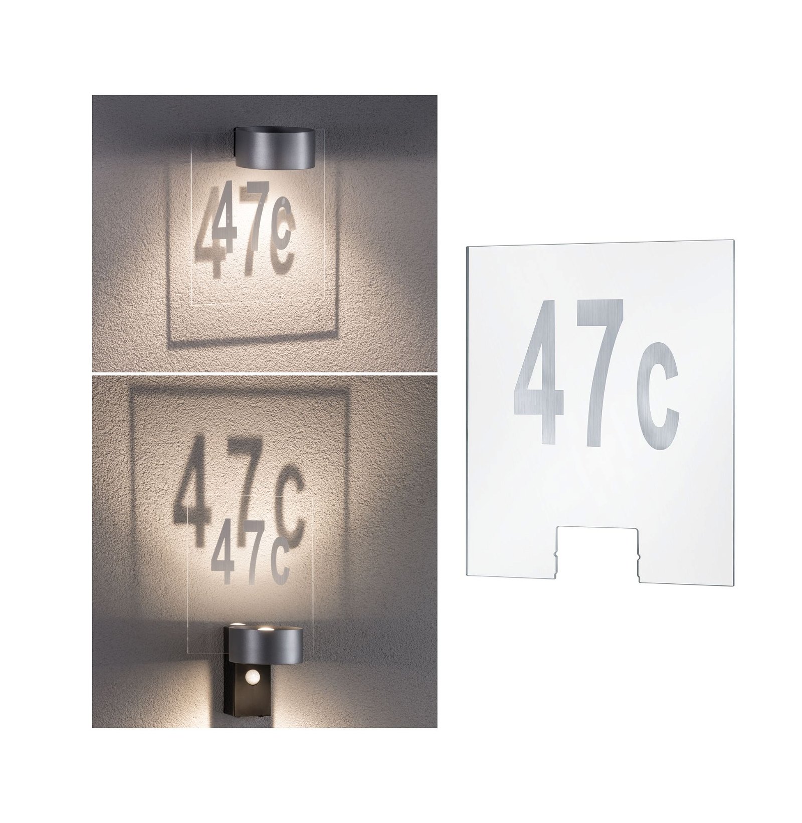 Applique d'extérieur LED Cone Numéro de maison pour applique lumineuse House Cone carré 240x4mm Transparent Matière plastique