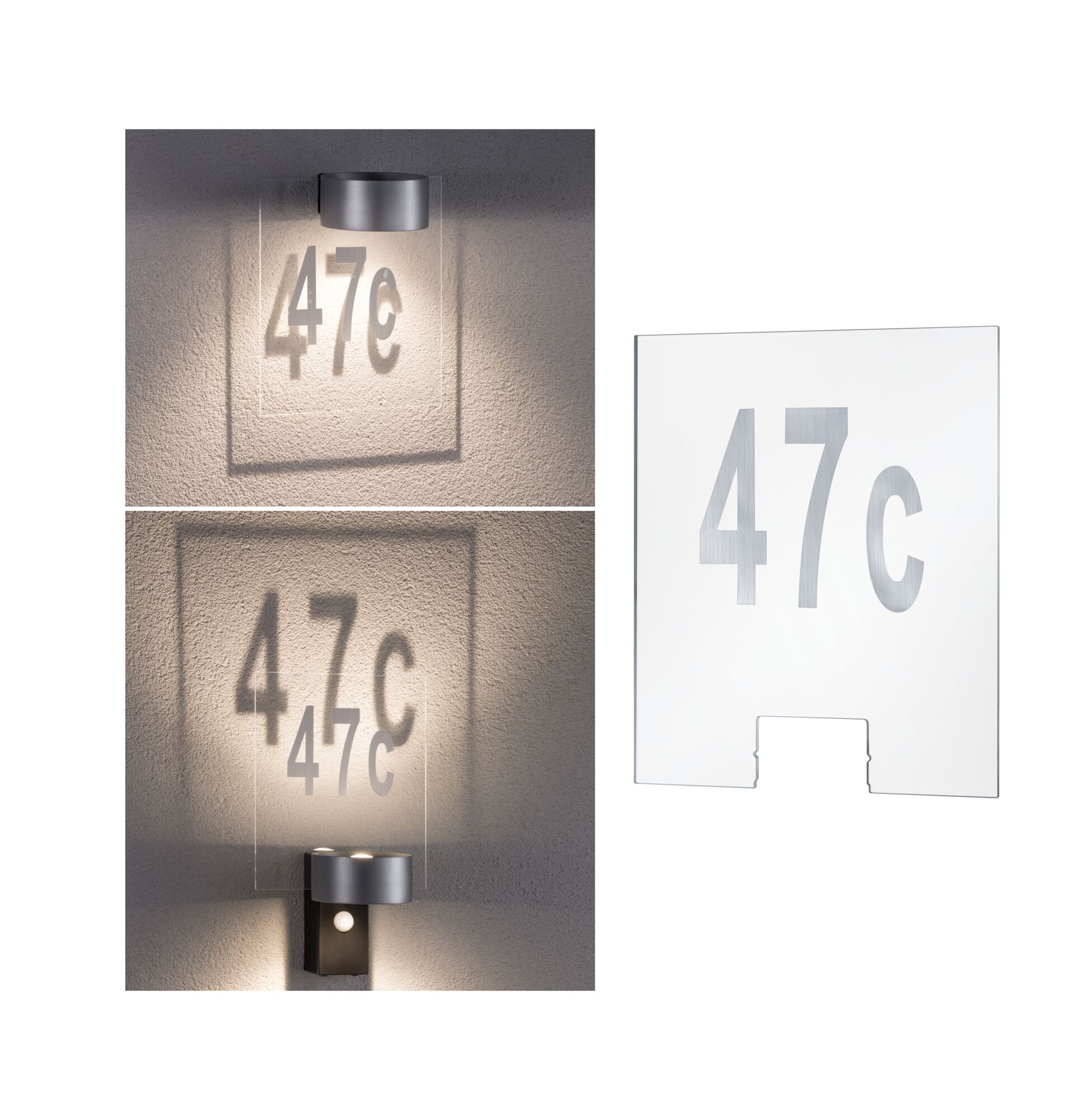 LED Exterior wall luminaire Cone House number for House wall luminaire Cone square 240x4mm Transparent Plastic