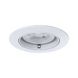 Round white metal recessed light with clear glass and LED technology for modern room lighting