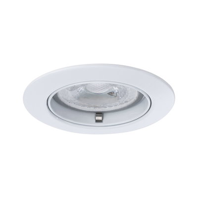 Round white metal recessed light with clear glass and LED technology for modern room lighting