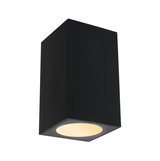 Black square metal LED ceiling light with warm white illumination for modern interior lighting