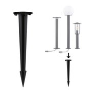 Piquet de sol noir en métal pour fixer des lampes de jardin extérieures