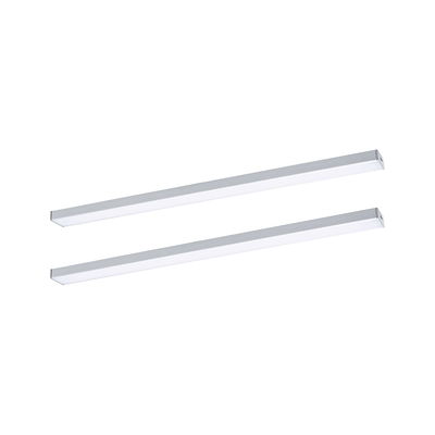 Two slim silver aluminum LED strips with white diffuser for modern indoor lighting solutions