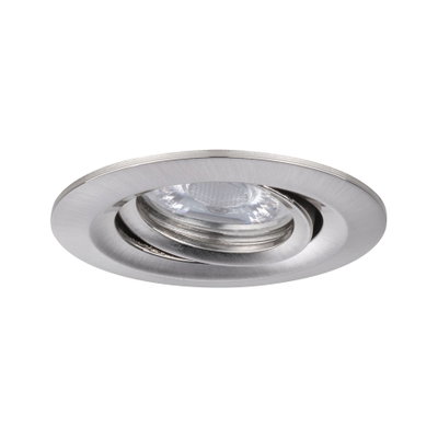 Round recessed spotlight in brushed stainless steel silver for modern LED ceiling lighting