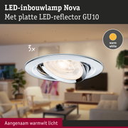 LED-inbouwlamp Nova met platte LED-reflector GU10 in wit voor warm wit licht
