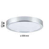 Runde LED-Deckenleuchte mit Chromrand und weißem Diffusor, 300 mm Durchmesser, 62 mm Höhe