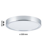 Runde LED-Deckenleuchte mit Chromrand und weißem Diffusor, 300 mm Durchmesser, 62 mm Höhe