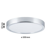 Runde Deckenleuchte mit weißem Diffusor und chromfarbenem Metallrand, LED Deckenlampe 300 mm