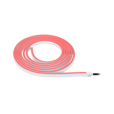 Flexible white LED strip light with red glow for modern indoor lighting accents and decoration