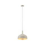Pendant lamp in matte beige metal with visible bulb for modern home lighting design