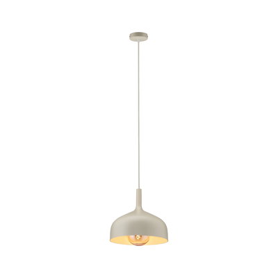 Suspension en métal beige mat avec ampoule visible pour un éclairage intérieur moderne