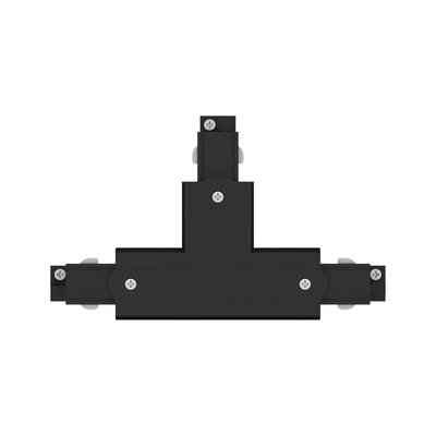 Schwarzer T-förmiger Verbinder aus Kunststoff mit Schrauben für Stromschienenbeleuchtung