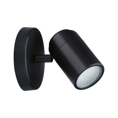 Black aluminum wall spotlight with cylindrical design for focused indoor lighting and modern decor