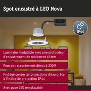 Spot encastré LED 3-Step-Dim Nova Coin fixe IP44 rond 78mm Coin 6W 470lm 230V gradable 2700K Blanc dépoli
