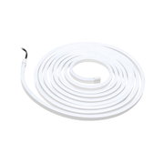 White flexible LED light strip made of plastic, coiled in a spiral for modern lighting solutions