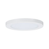 Round white LED ceiling panel with matte plastic frame for modern room lighting solutions