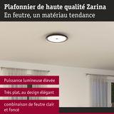 Plafonnier Zarina en feutre clair et foncé, haute puissance lumineuse et design très plat élégant