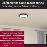 Plafonnier Zarina en feutre clair et foncé, haute puissance lumineuse et design très plat élégant