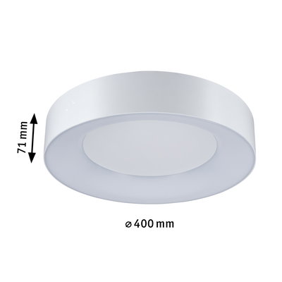 Ronde witte LED-plafondlamp van kunststof, 400 mm diameter en 71 mm hoogte, geschikt voor woonruimtes