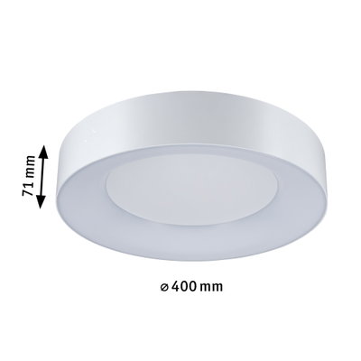 Runde weiße LED-Deckenleuchte aus Kunststoff mit 400 mm Durchmesser und 71 mm Höhe für Wohnräume