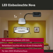 LED Einbauleuchte 3-Step-Dim Nova Coin 3-Step-Dim Basisset schwenkbar rund 84mm 50° Coin 3x6W 3x470lm 230V dimmbar 2700K Weiß matt