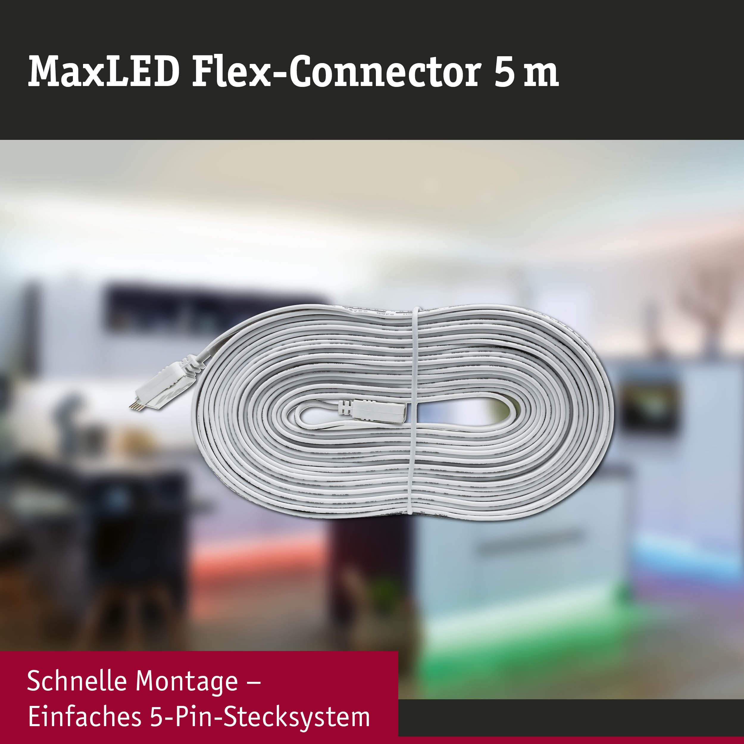 MaxLED Flex-Connector 5 m weißes Kabel mit 5-Pin-Stecksystem für LED-Beleuchtung