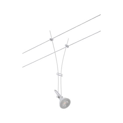 Wit kabelverlichtingssysteem met verstelbare metalen LED-spot voor flexibele kamerverlichting