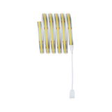 Flexibler LED-Lichtstreifen mit gelber Beleuchtung und weißem Anschlusskabel für moderne Raumbeleuchtung