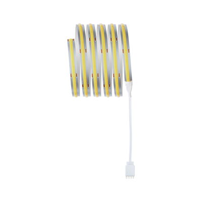 Flexibler LED-Lichtstreifen mit gelber Beleuchtung und weißem Anschlusskabel für moderne Raumbeleuchtung