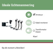 Zwart LED-tuinschijnwerper set met kabel en transformator voor flexibele buitenverlichting