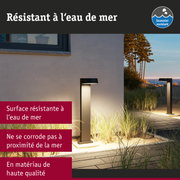 Lampe extérieure noire avec diffuseur blanc, résistante à l'eau de mer, pour éclairage de jardin