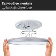 Witte ronde plafondlamp met eenvoudige montage dankzij draaibare schroef en zichtbare bedrading