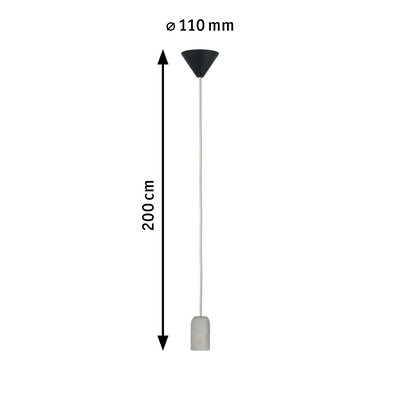 Modern pendant light with grey concrete shade and 200 cm cable length for living spaces