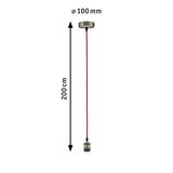 Hanglamp met rode kabel en messingkleurige metalen houder, lengte 200 cm, diameter 100 mm