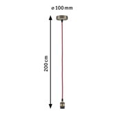 Lampa wisząca z czerwonym kablem i mosiężnym uchwytem, długość 200 cm, średnica 100 mm