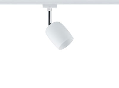 Moderne witte LED-spot van metaal en glas voor railsystemen, dimbaar en verstelbaar