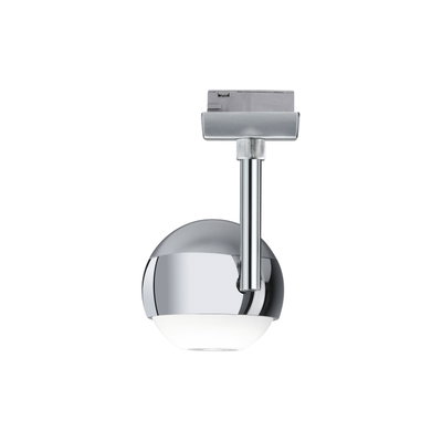 Moderne LED-Spotleuchte mit chromfarbenem Metallgehäuse und weißem Diffusor für Akzentbeleuchtung
