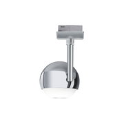 Moderne LED-spot met chromen metalen behuizing en witte diffuser voor accentverlichting binnen