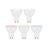Five white GU10 LED bulbs with different color temperatures for versatile lighting options.