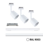 White metal LED track spotlights in RAL 9003 for modern interior lighting solutions
