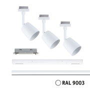 Spots LED métalliques blancs RAL 9003 pour éclairage intérieur moderne sur rail