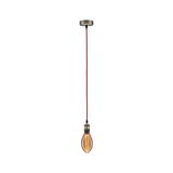 Hanglamp met rode kabel en vintage LED-lamp in bruin glas voor stijlvolle verlichting