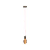 Suspension avec câble rouge et ampoule LED vintage en verre marron pour un éclairage élégant