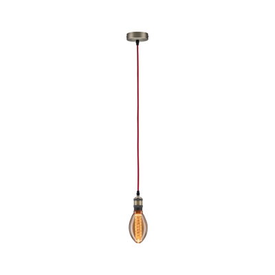 Suspension avec câble rouge et ampoule LED vintage en verre marron pour un éclairage élégant