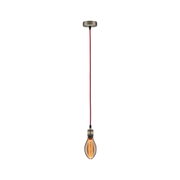 Pendant lamp with red cord and vintage LED bulb in brown glass for stylish lighting design