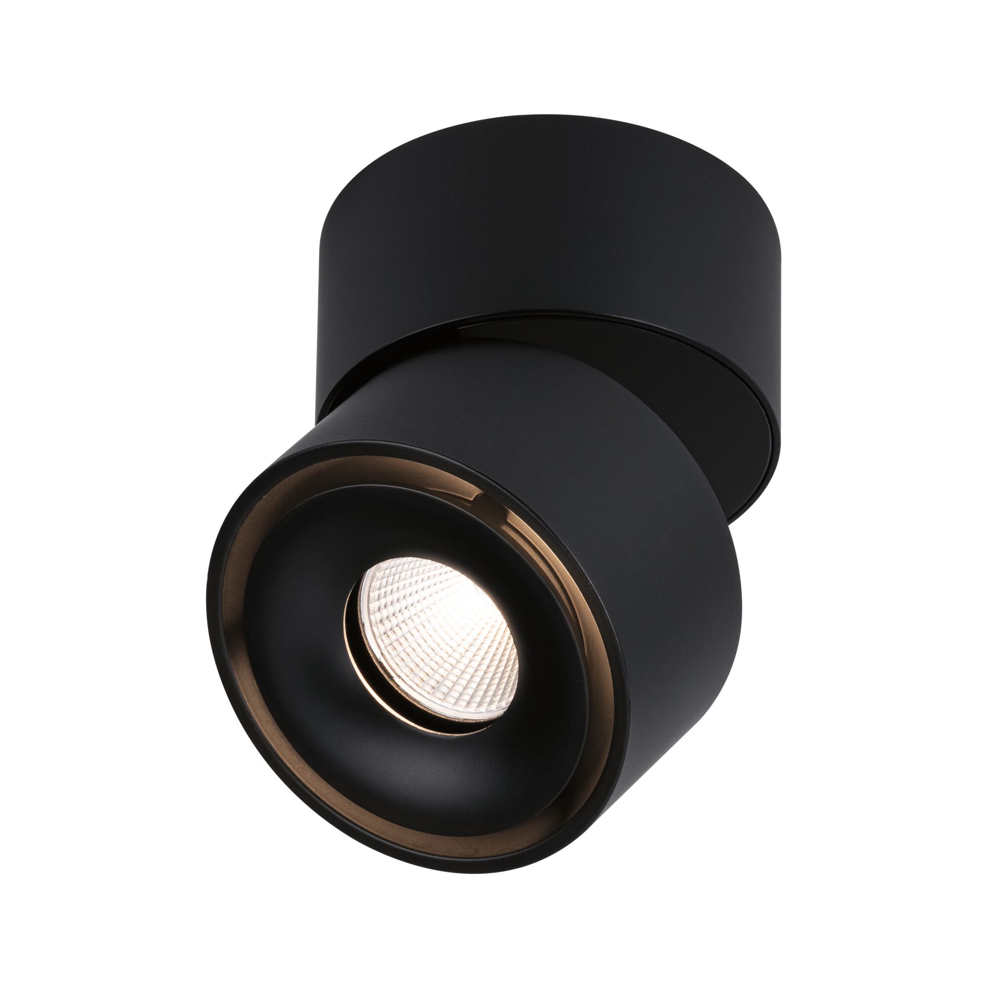 Black metal LED ceiling spotlight with adjustable beam for modern indoor lighting solutions